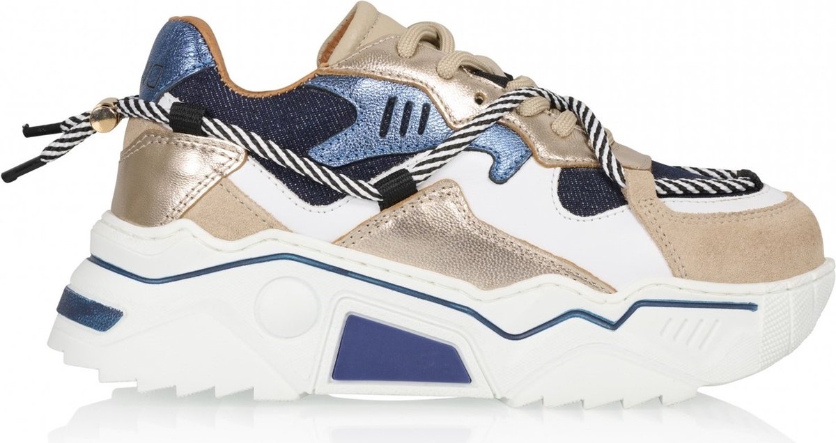 DWRS® Dames Sneakers - Denim Stone - 80% Leer - Maat 30