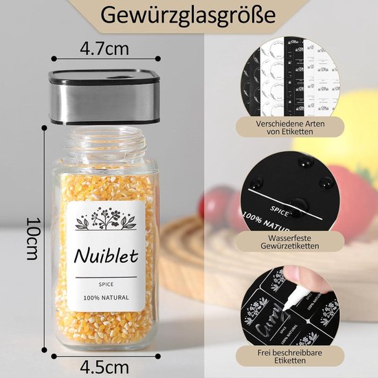 Vierkante Draaibare Kruidenpotjes Set, 360° Draaibaar 3-Kaliber, 12