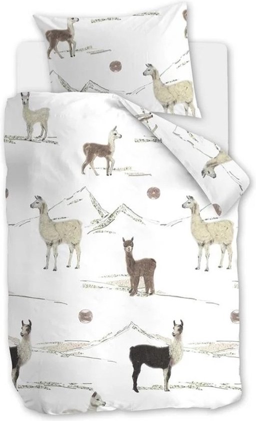 Foto: Beddinghouse kids lama mountain dekbedovertrek eenpersoons 120x150 naturel