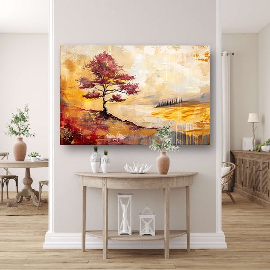 Portrait d'arbre - Portrait nature - Décoration murale Paysage - Tableau moderne - Peintures sur toile - Décoration murale salon toile 90x60 cm