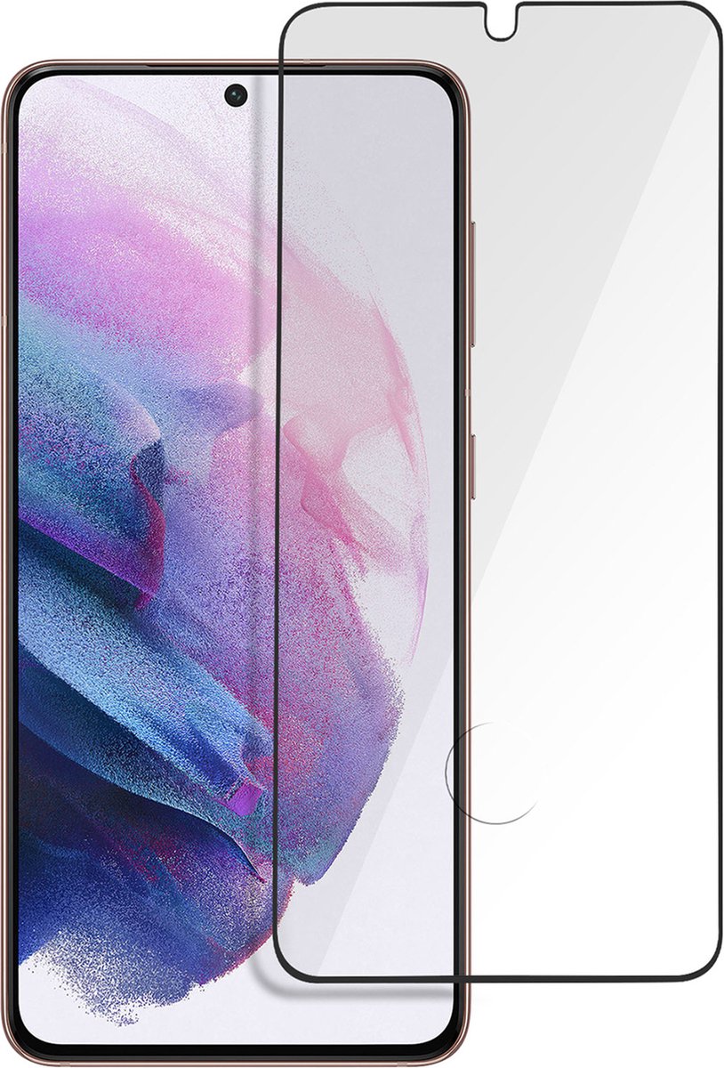 Geschikt voor Samsung Galaxy S21 Plus Tempered Glass 9H Curved Akashi omlijnd zwart