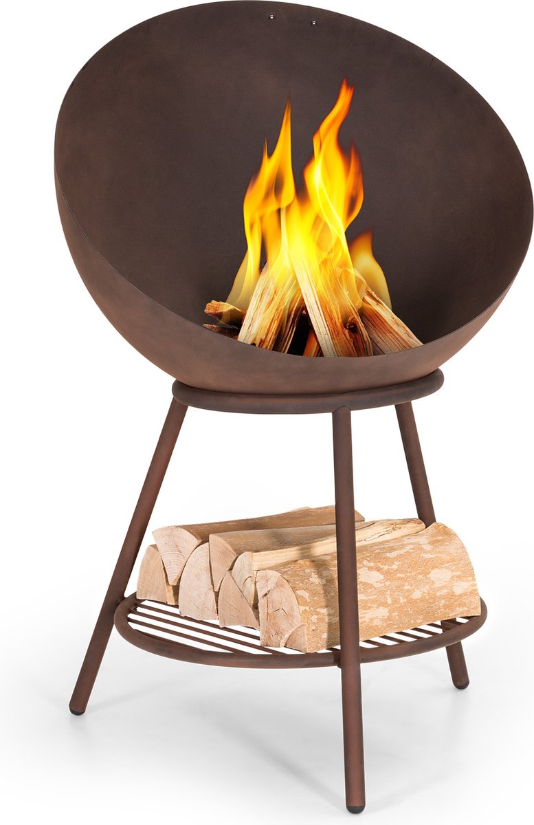 Blumfeldt vuurschaal met grillrooster, grote stalen vuurschaal voor buitengebruik, geschikt voor het balkon en kamperen, verplaatsbare vuurschaal van 70 cm, vuurschalen met voetstuk, weerbestendige vuurschaal, rechthoekige vuurplaats