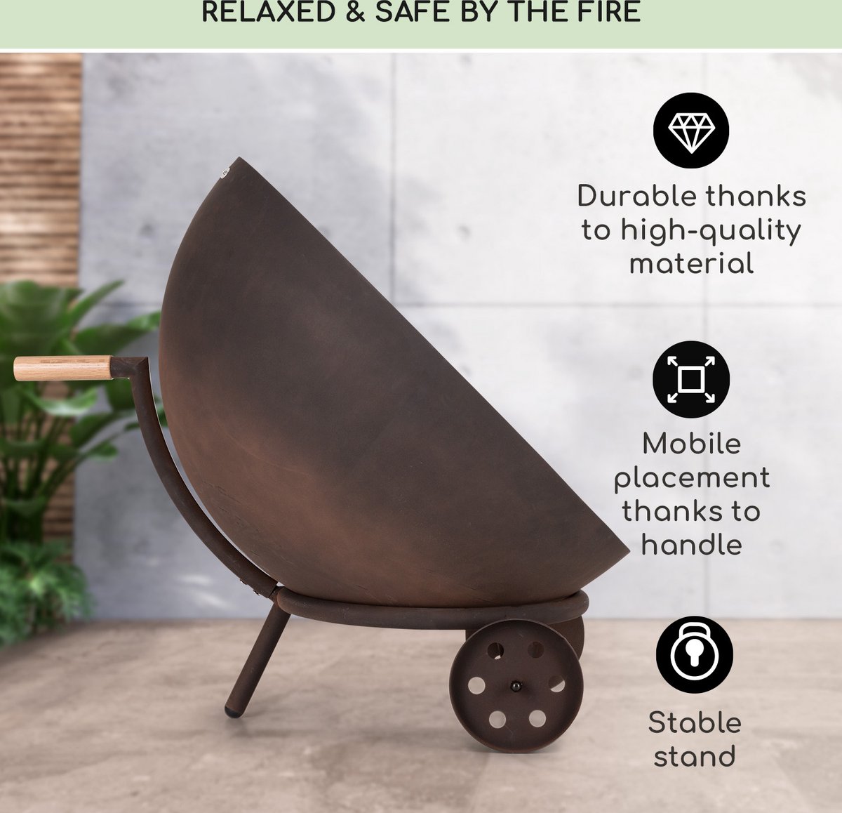 Blumfeldt Fireball Vuurschaal Voor Tuin En Terras - Vuurkorf Van Staal O 60 Cm 2 In 1 Kantelfunctie Horizontaal En Diagonaal Als