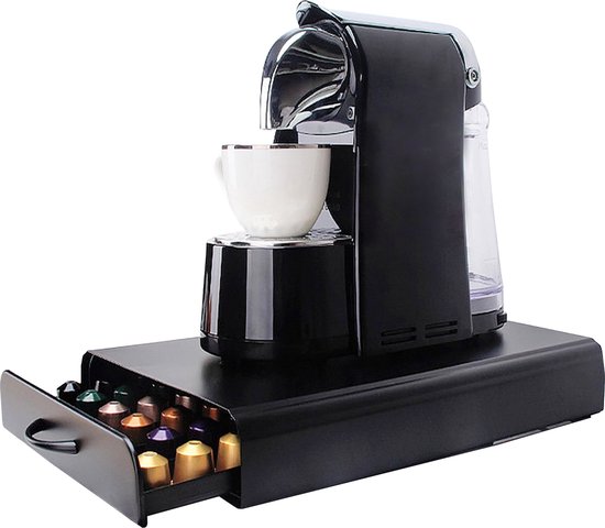 Foto: Capsulehouder voor nespresso 60 koffie cups anti slip cup dispenser koffiecups houder met lade metaal zwart