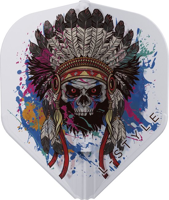 L-Style Champagne Flight EZ L1 Chief Skull Clear White - Dart Flights van L-Style — afbeelding 2