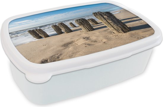 Lunch box Wit - Lunch box - Boîte à pain - Sable - Plage - Poteau - Water - Été - 18x12x6 cm - Adultes