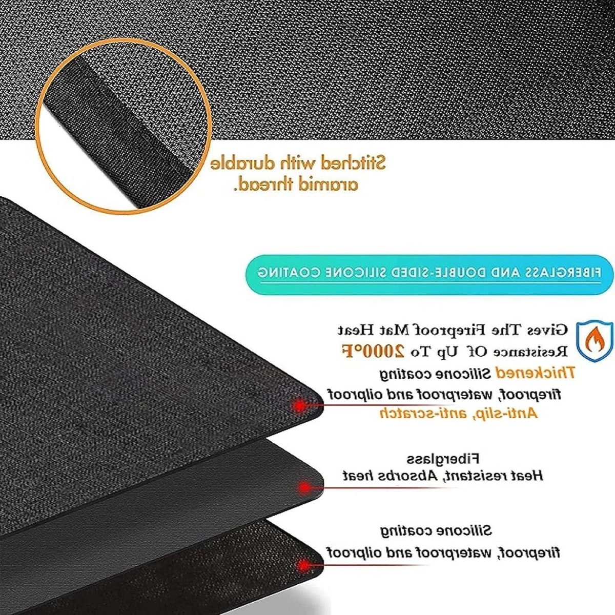 Barbecue Vloermat 122 x 178 cm - Vuurvaste Mat voor Buitengrill - Oliebestendig Waterdicht Antislip