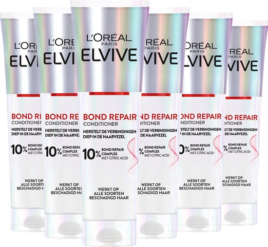 L'Oréal Paris -Shampooing Réparateur Elvive Bond - Cheveux Abîmés - 6 x 150 ml