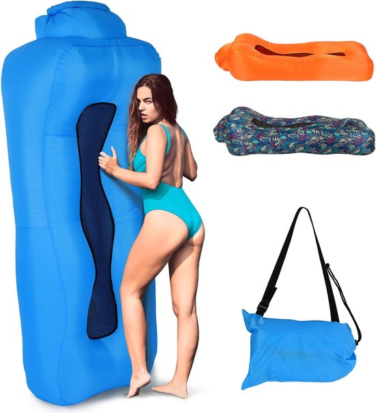 Doolland Opblaasbare Ligstoel Luchtbank Opblaasbare Ligstoel Opblaasbare Bank Zwembad Float Beach Lounger Met Draagtas Outdoor Bean Bags Geschikt Voor Camping Zwembad En Festivals