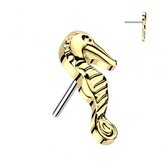 Piercing hippocampe push en 1,2x8 doré