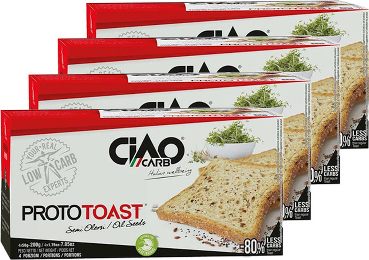 CiaoCarb | Prototoast Oliezaden | 4 stuks | 4 x 200 gram