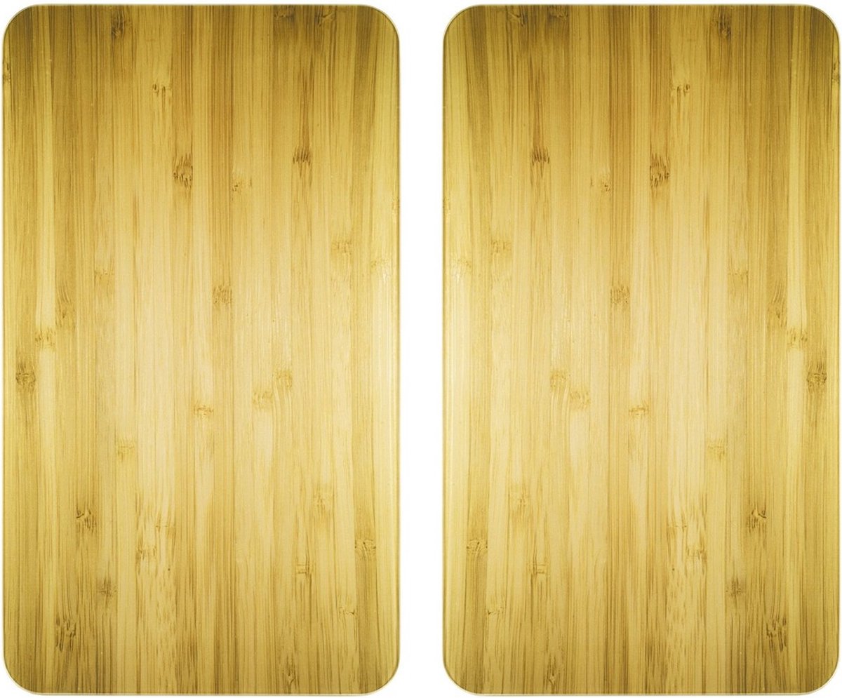 WENKO WOODEN LOOK glazen beschermplaten voor het fornuis - 2 stuks