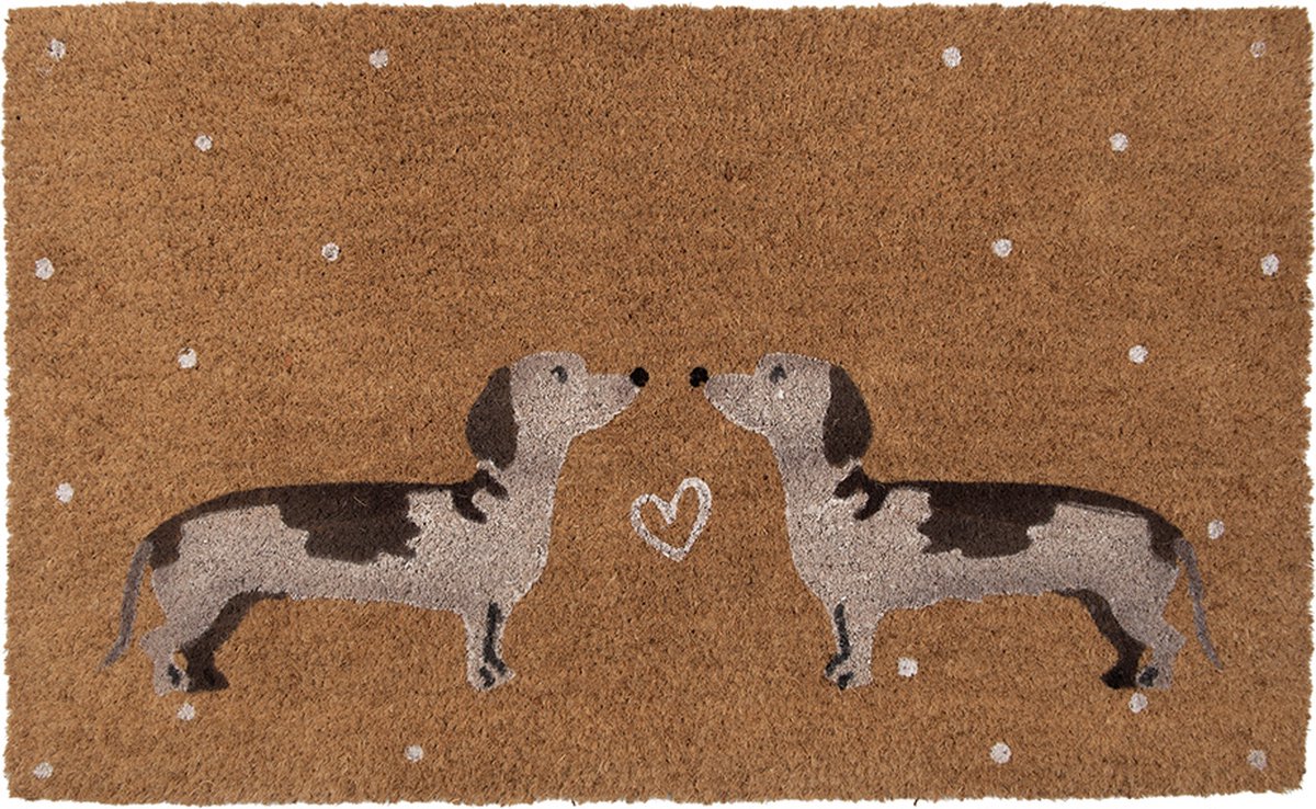 Clayre & Eef Deurmat 75x45 cm Bruin Kokos Teckels