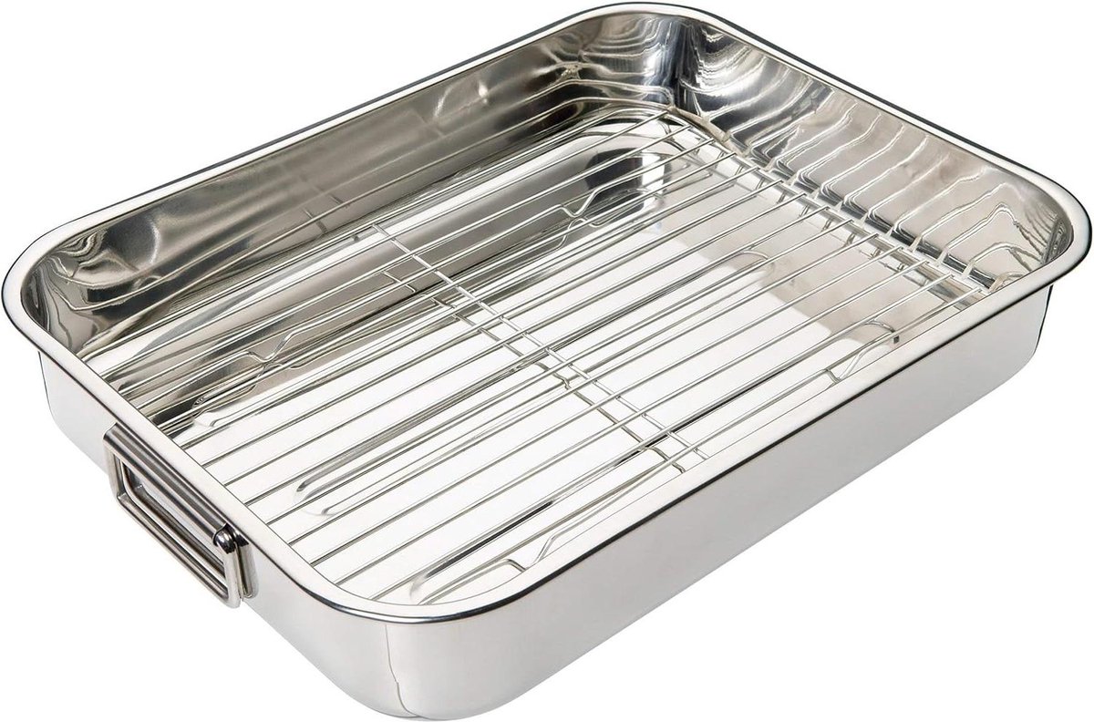 Roestvrij stalen bakplaat met frame - Grote braadplaat 43 x 31 cm zilver