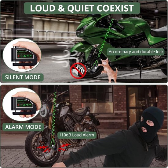 Alarm Remschijf Bike Lock Cyclus Hangslot - Motorfiets Motor Kettingslot - Beveiliging Scooter - 1.2 m - Fiets. chain lock van ALA — afbeelding 2