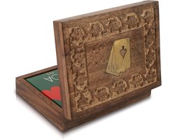 Pokemon handgemaakte klassieke houten speelkaarthouder deck box verjaardagscadeau ideeën opbergkoffer organizer met 2 sets van premium kwaliteit 'ace' speel anniversary housewarming geschenken hem haar