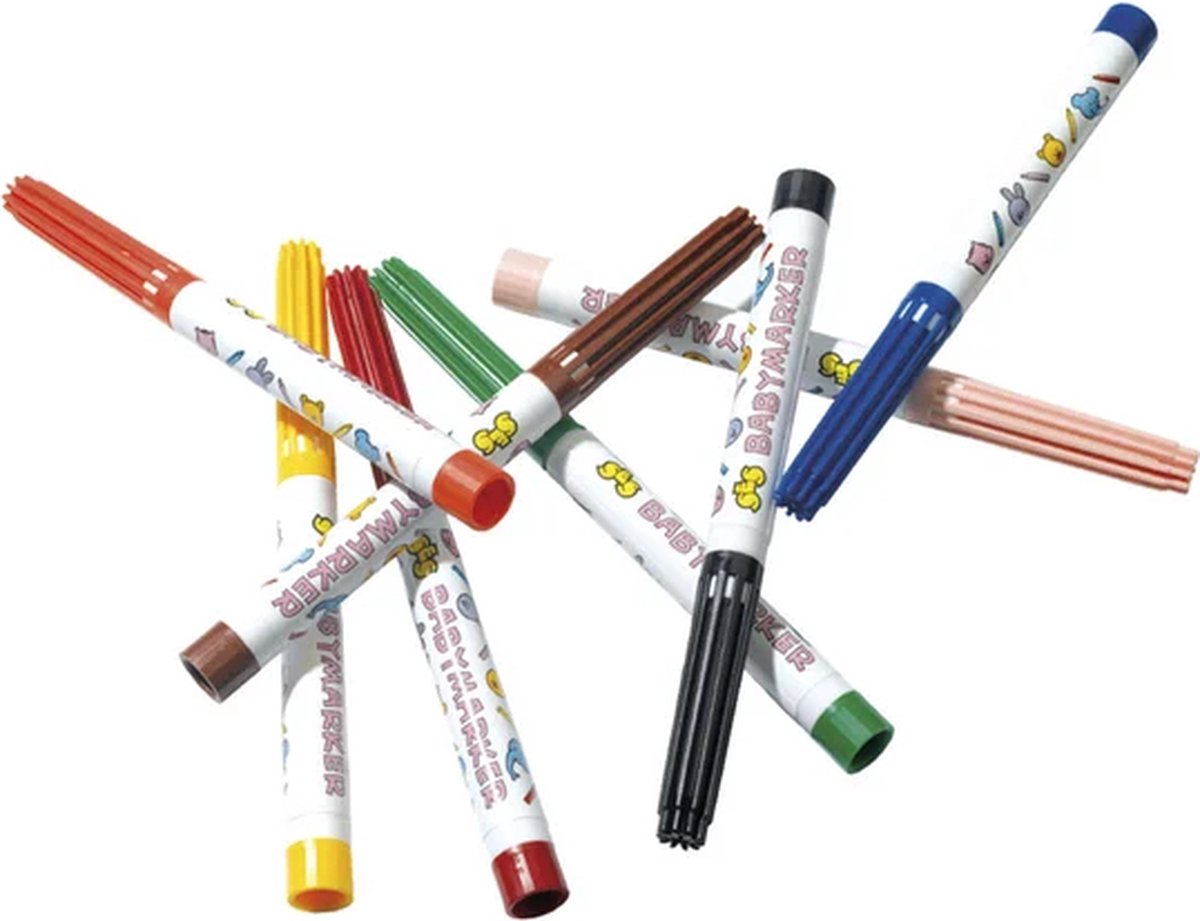 SES Creative - Sophie la Girafe - Babymarkers - Stiften – Ronde, stevige punt- veilige dop - Makkelijk uitwasbaar - Stiften vanaf 1 jaar — afbeelding 4