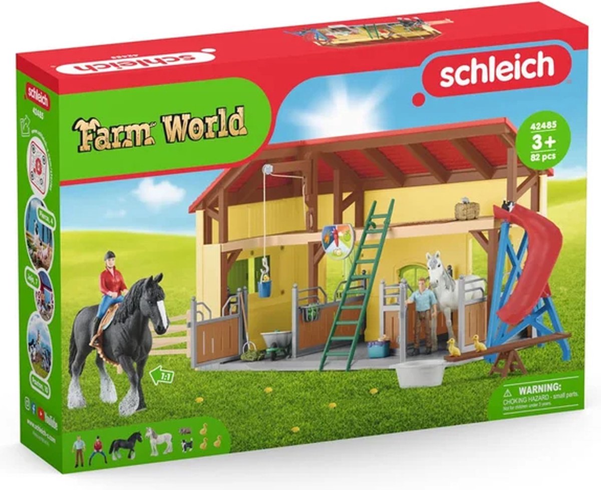 schleich FARM WORLD - Paardenstal - Paarden Speelgoed - 2 Paarden en Boerderij Speelfiguren - 82 onderdelen — afbeelding 15
