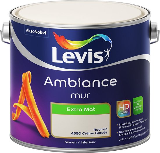Peinture pour les murs Levis Ambiance - Extra Matt - Crème glacée - 2,5L