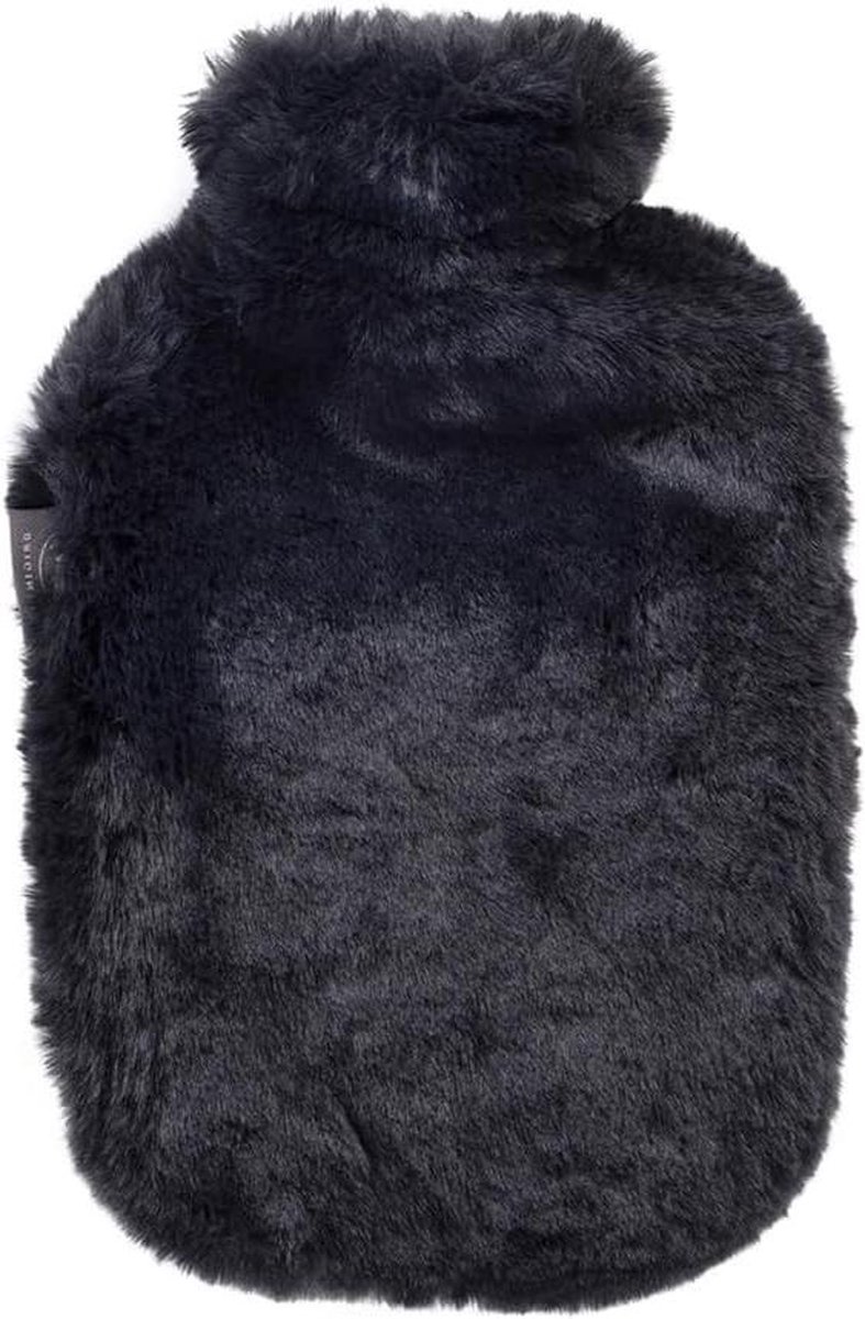 Bol.com Warmwaterkruik - superzachte overtrek imitatiebont - zwart - 20 liter aanbieding