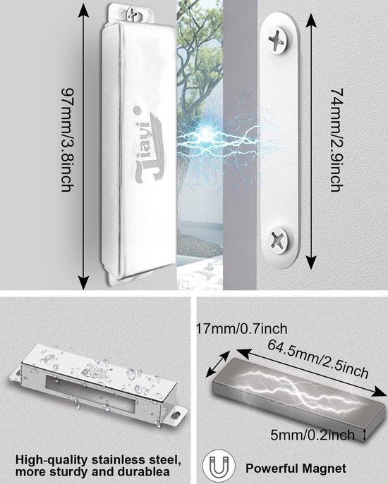 Loquet Magnétique Fort Pour Porte De Cuisine ~40kg | Finition Chrome, Acier Inoxydable, Neuf Sous Emballage