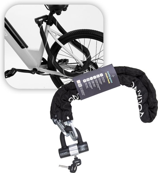 Voltano ART3 Kettingslot Met Hangslot - Zwart - 130 CM - ART 3 Slot - Goedgekeurd Voor De Fiets en Scooter Verzekering - Scooterslot / Brommerslot van Voltano — afbeelding 3