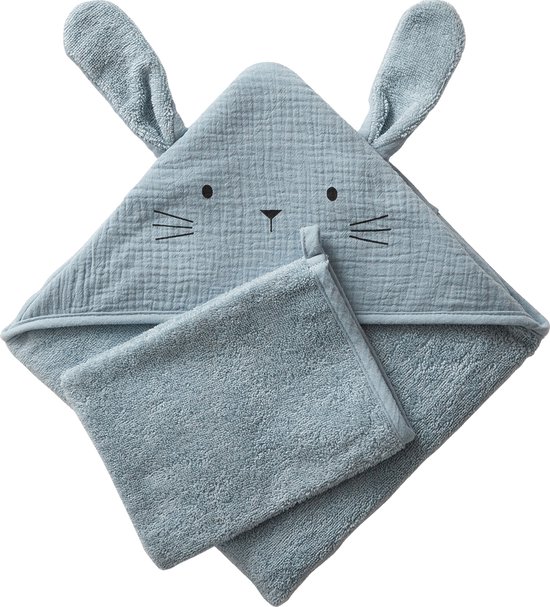 Vertbaudet Cape de bain + gant en gaze de coton bio*,