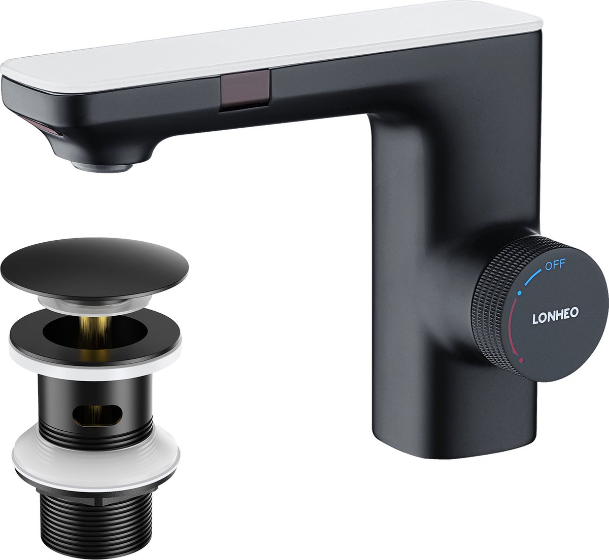 Lonheo max Wastafelkraan - Mit Pop-up Afvoerventiel - Automatische Infrarood Spoelkraan met Dubbele Sensor - Automatische Infrarood Spoelkraan met Dubbele IR Sensor - Non-Contact Infrarood Spoelkraan