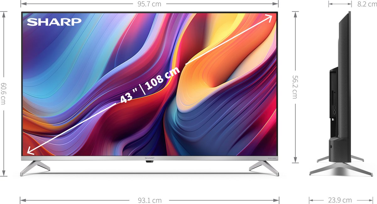 Sharp Aquos 43GP6265 43 inch 4K UHD QLED TV met Google TV - afbeelding 3
