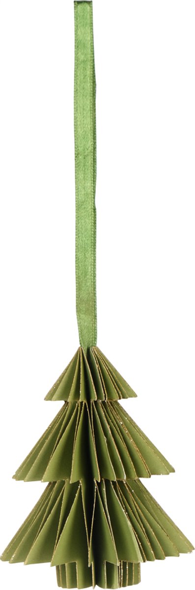 X Mas Triangle Decoratief papieren ornament groen 8cm