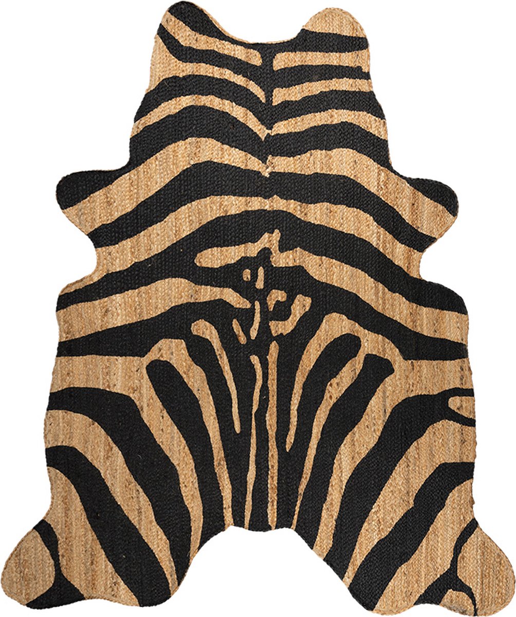 jute vloerkleed koevorm zebra 145x160cm