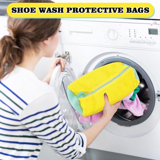 2 Sacs Lavage Chaussures Machine - Nettoyage 360°, Maille Polyester-nylon, Cordon De Serrage, Pour Baskets, Peluches