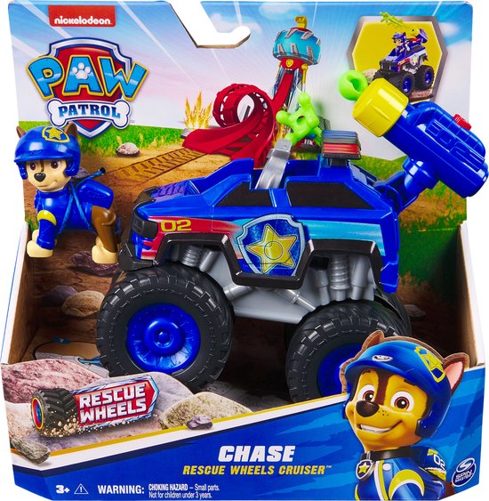 Foto: Paw patrol reddingswagens politieauto met chase speelfiguur speelgoedauto