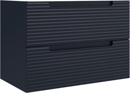 Meuble sous vasque Adema Prime Balance - 80x55x44,9cm - 2 tiroirs - Poignée intégrée - MDF - bleu marine mat