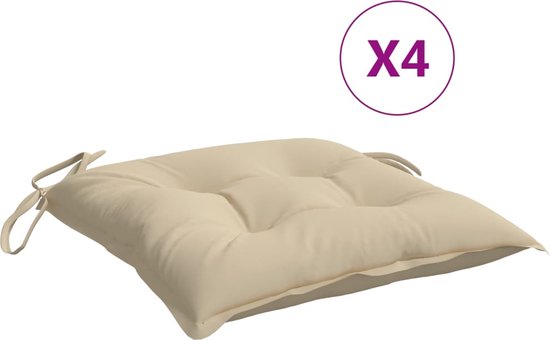 vidaXL - Stoelkussens - 4 - st - 40x40x7 - cm - oxford - stof - beige