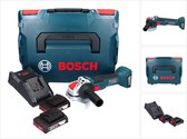 Bosch GWX 18V-10 Professionele accu haakse slijper 18 V 125 mm X-LOCK Brushless + 2x accu 2.0 Ah + lader + L-Boxx