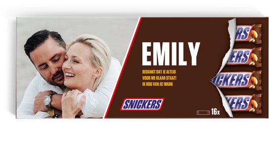 Foto: Gepersonaliseerde mega snickers giftbox chocolade cadeau met naam xxl snickers cadeau 800 g