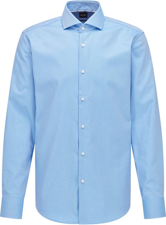 BOSS Joe regular fit overhemd - structuur - blauw - Strijkvriendelijk - Boordmaat: 40