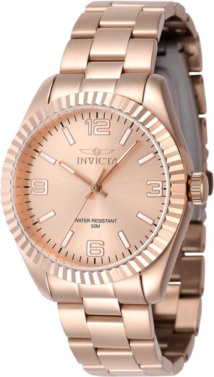 Invicta Specialty 47477 Dames Horloge - Waterdicht - Analoog - Quartz Uurwerk - Roestvrij Staal met rosegouden Wijzerplaat - 36mm