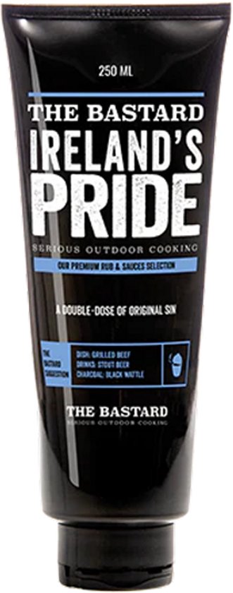 The Bastard Ireland's Pride saus in zwarte knijptube, 250ml.