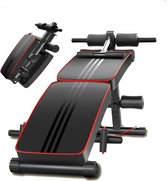 WELLJION® Multifunctionele Fitnessbank - Bench Press - Trainingsbank - Verstelbaar - Inklapbaar - Zwart/Rood