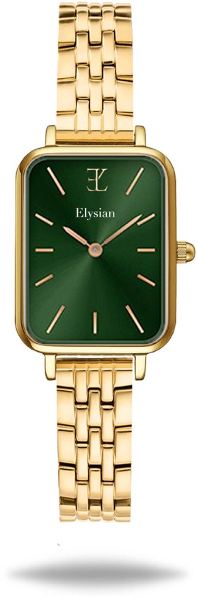 Elysian - Montre Femme Rectangulaire - Or - Bracelet à maillons - Etanche - 26mm - Cadeau pour Femme