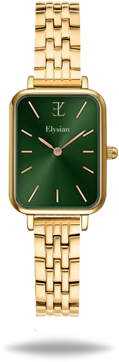 Elysian - Horloge Dames Rechthoekig - Goud - Schakelband - Waterdicht - 26mm - Cadeau Voor Vrouw