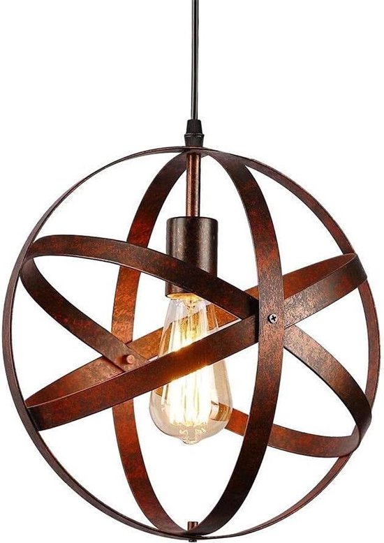 Industriele Hanglamp ZMH Plafondlamp Vintage Zwart: Retro Kroonluchter Metaal Hallamp Kooi E27 Woonkamerlamp 27CM Industriële Plafondverlichting Voor Hal Keuken Slaapkamer Balkon Entree Vintage Hanglamp
