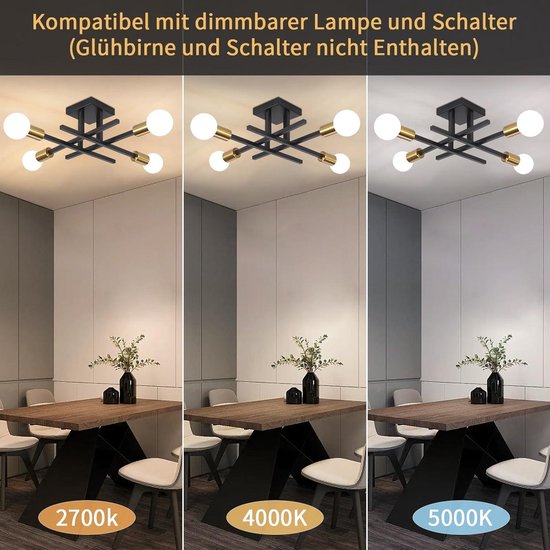 LEDSone Industriële Hanglamp Retro Kroonluchter Plafondlamp Vintage Lamp Plafondverlichting Metalen Kap voor Restaurant Woonkamer Slaapkamer Keuken Hal Bar (Wit