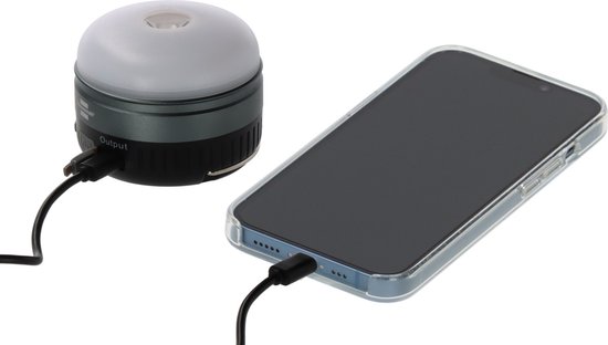 Brennenstuhl oplaadbare LED buiten tafellamp OLI 400 AS (campinglamp IP54 met 450lm, tot 70u lichtduur, dimbaar, 2 verwisselbare oplaadbare batterijen 18500, powerbank, USB C oplaadkab — afbeelding 3
