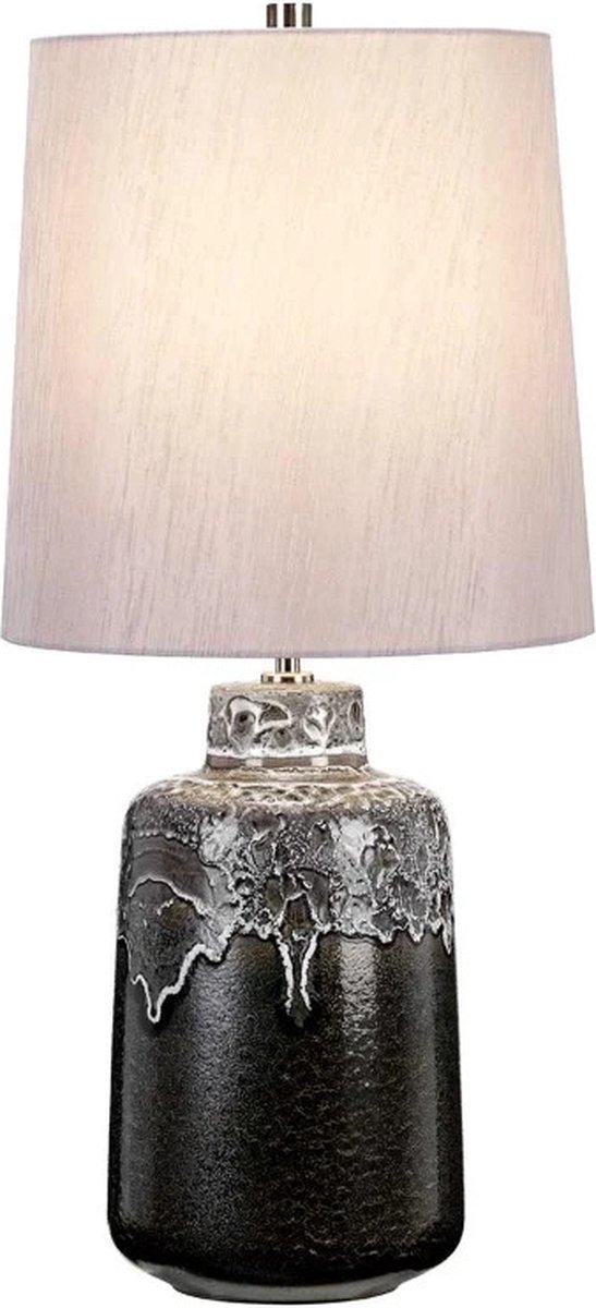 Elstead Lighting LED Tafellamp Woolwich 1X E27 Max 60W Textured Graphite White Glaze and Silver Shade