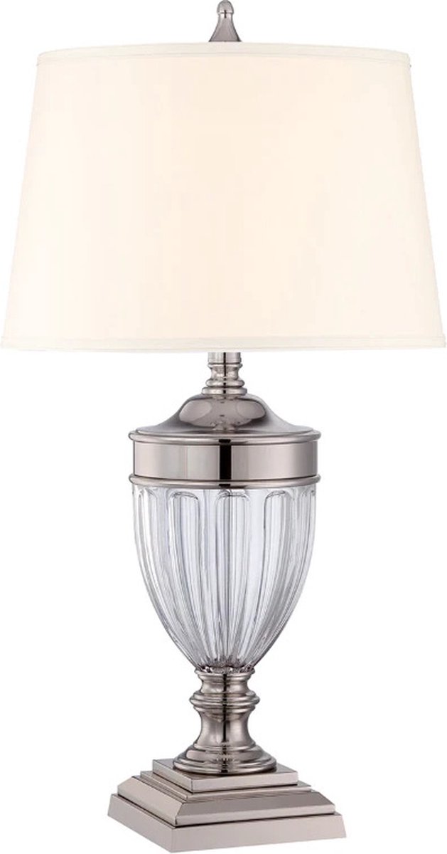 Landelijke Tafellamp - Steady Lighting - Metaal - Landelijk - E27 - L: 43.2cm - Voor Binnen - Woonkamer - Eetkamer - Zilver