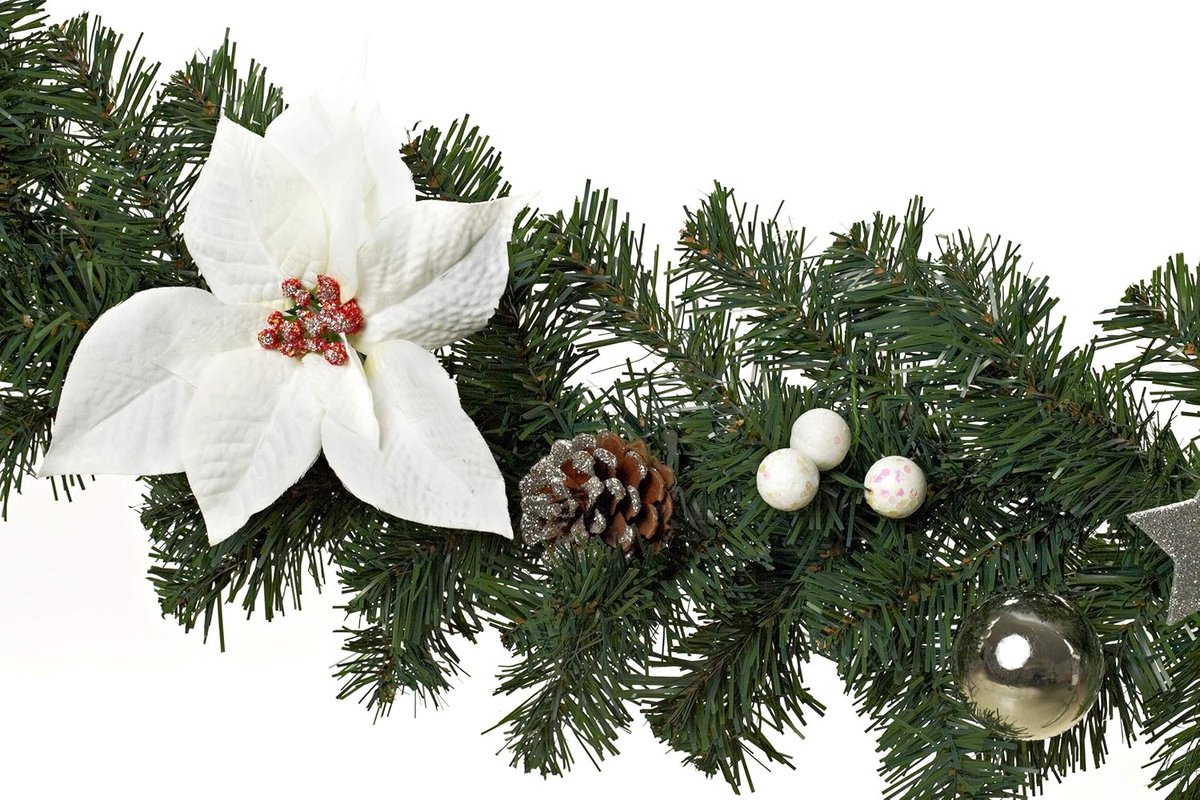 Luxe Kerst Guirlande - Compleet met decoratie - kerst versiering - Wit, Zilver & Groen - 270 cm – foto 5