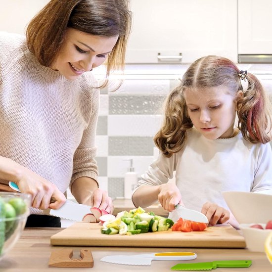 Kindermes - 8-delige veilige houten messenset - Kindermessenset - Montessori snijgereedschap - BPA-vrij - Cadeau-idee - geschikt voor kinderen vanaf 2 jaar van Boppi — afbeelding 2